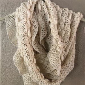 Beige Crochet Infinity Scarf